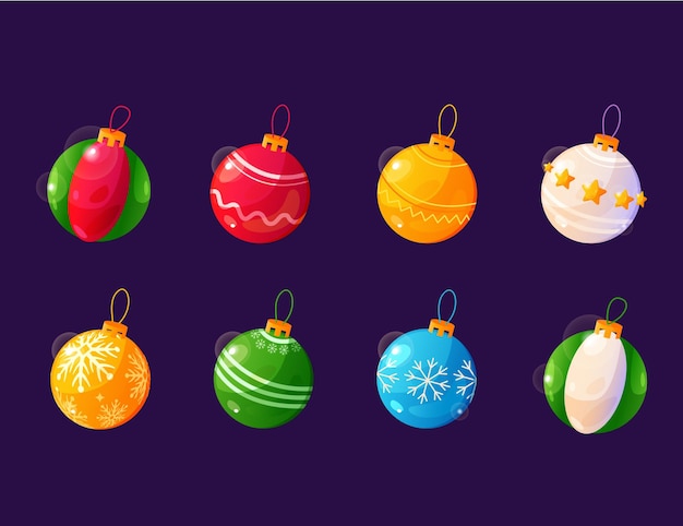 Bolas de natal e brinquedos, decoração de ano novo