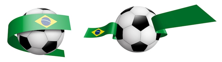 Vetor bolas para futebol clássico futebol em fitas com cores bandeira da república do brasil elemento de design para competições de futebol vetor isolado em fundo branco