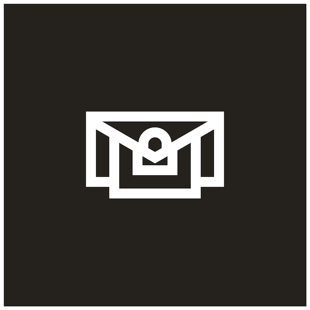 Boletim de correio geométrico design de logotipo de arte de linha simples vetor premium