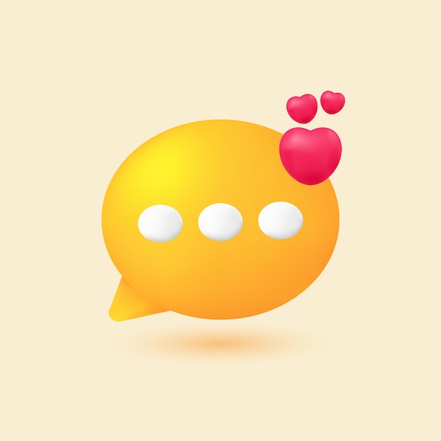 Bolha 3D com ilustração vetorial de notificação de amor