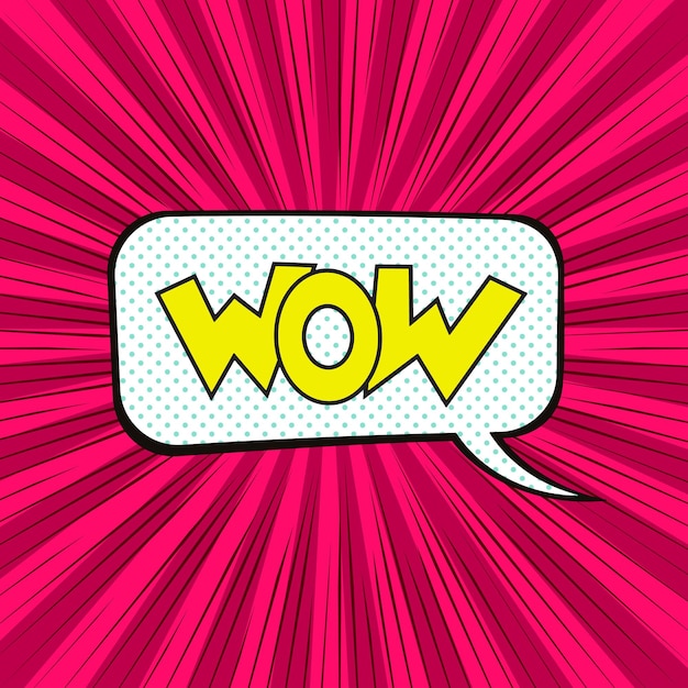 Bolha de fala cômica com texto de expressão Wow
