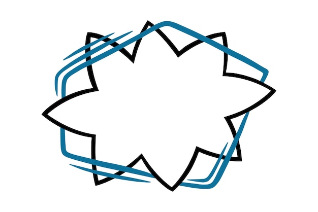 Bolha de fala estrela com linhas azuis caixa de fala de contorno isolada em fundo branco vetor grátis