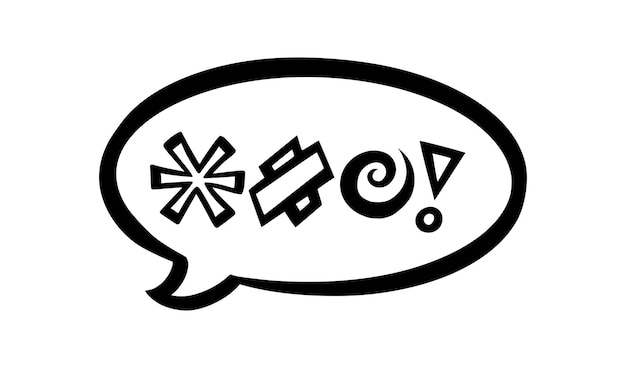 Vetor bolha de fala xingada censurada com símbolos palavras de palavrões desenhadas à mão em bolhas de texto