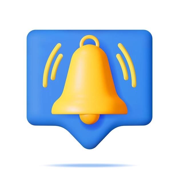 Bolha de notificação 3D com ícone de sino