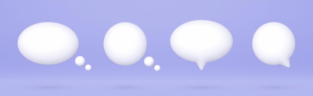 Vetor bolhas de fala 3d definir diálogo de bate-papo branco realista cita elementos de comunicação de mídia social