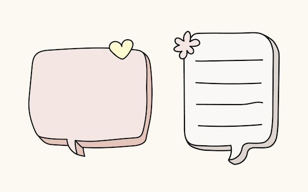 Bolhas de fala bonitas e papel de anotações