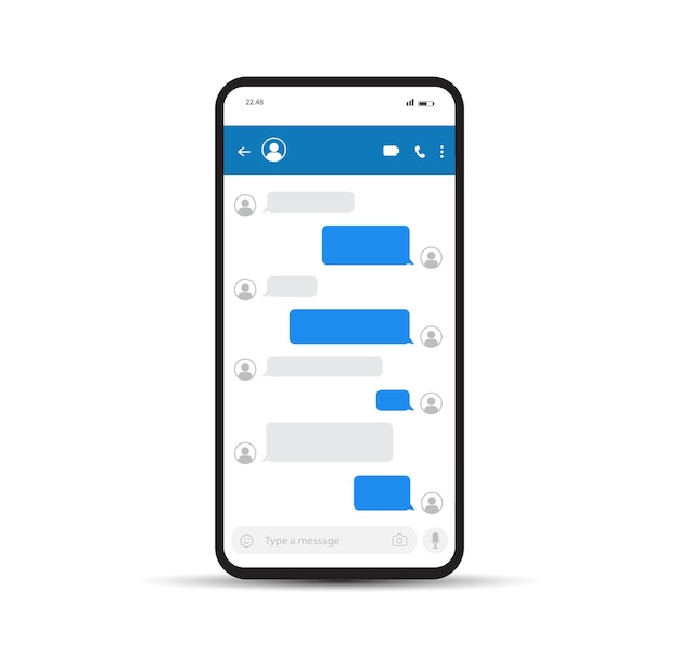 Bolhas de mensagem para bate-papo no smartphone Modelo para caixa de bate-papo do messenger