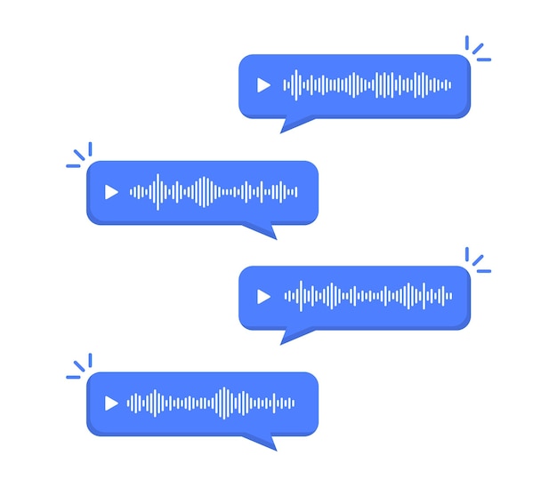 Vetor bolhas de mensagens de voz notas de voz