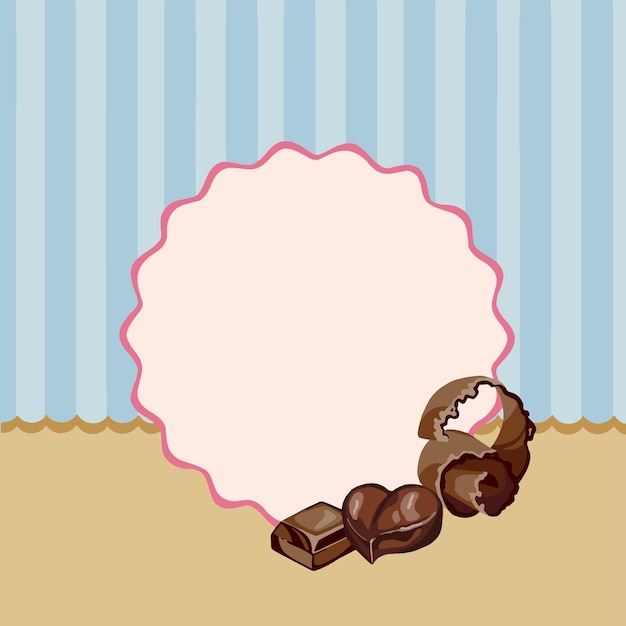 Bolinho de muffin rosa retrô doce com fundo vintage de tiras rosa e lugar para seu próprio texto menu de restaurante de cartão de casamento ou convite de chá de bebê ilustração de alta qualidade