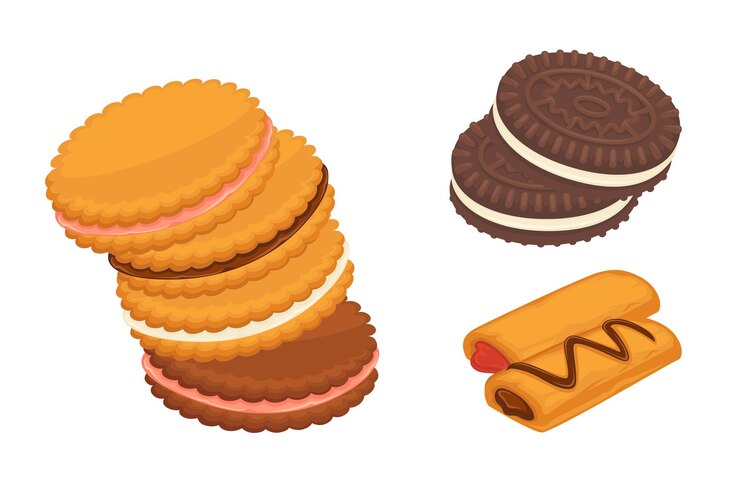 Vetor bolinhos com biscoitos de creme com sabor a chocolate