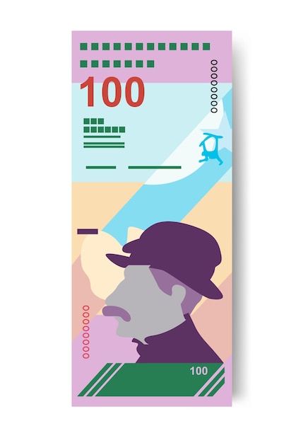 Bolívar Soberano Ilustração vetorial Venezuela dinheiro conjunto notas de banco Papel moeda 100 VES