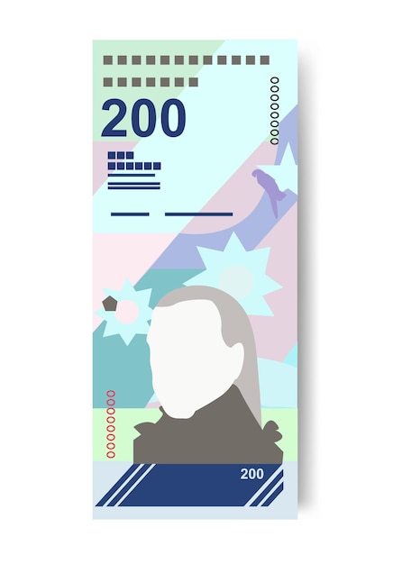 Bolívar Soberano Ilustração vetorial Venezuela dinheiro conjunto notas de banco Papel moeda 200 VES