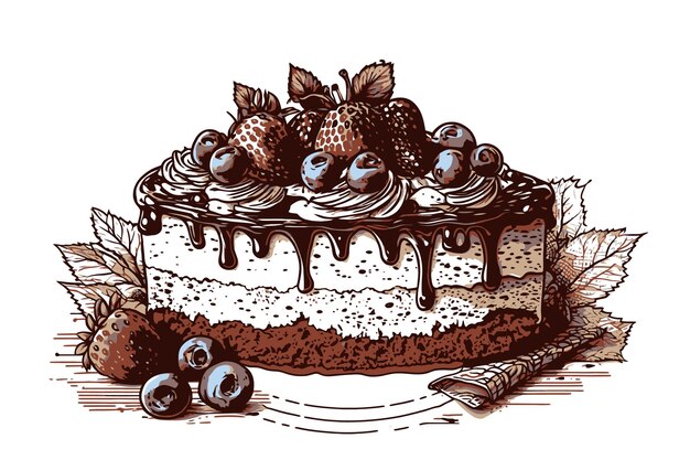 Chocolate Cake Birthday Cake Drawing - Desenho De Um Bolo De