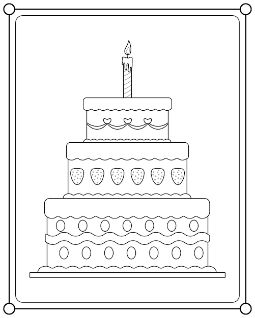 Vetores de Bolo De Aniversário Colorir A Vela Do Bolo De Livro No Estilo  Desenho Animado Em Fundo Branco Feliz Aniversário Fundo De Doodle Vetorial  Cartão De Saudação De Natal Livro De