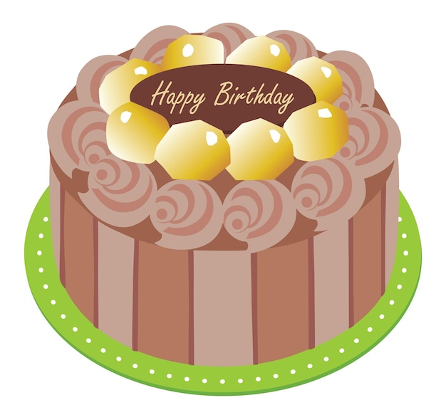 Vetor bolo de aniversário com chocolate e marron