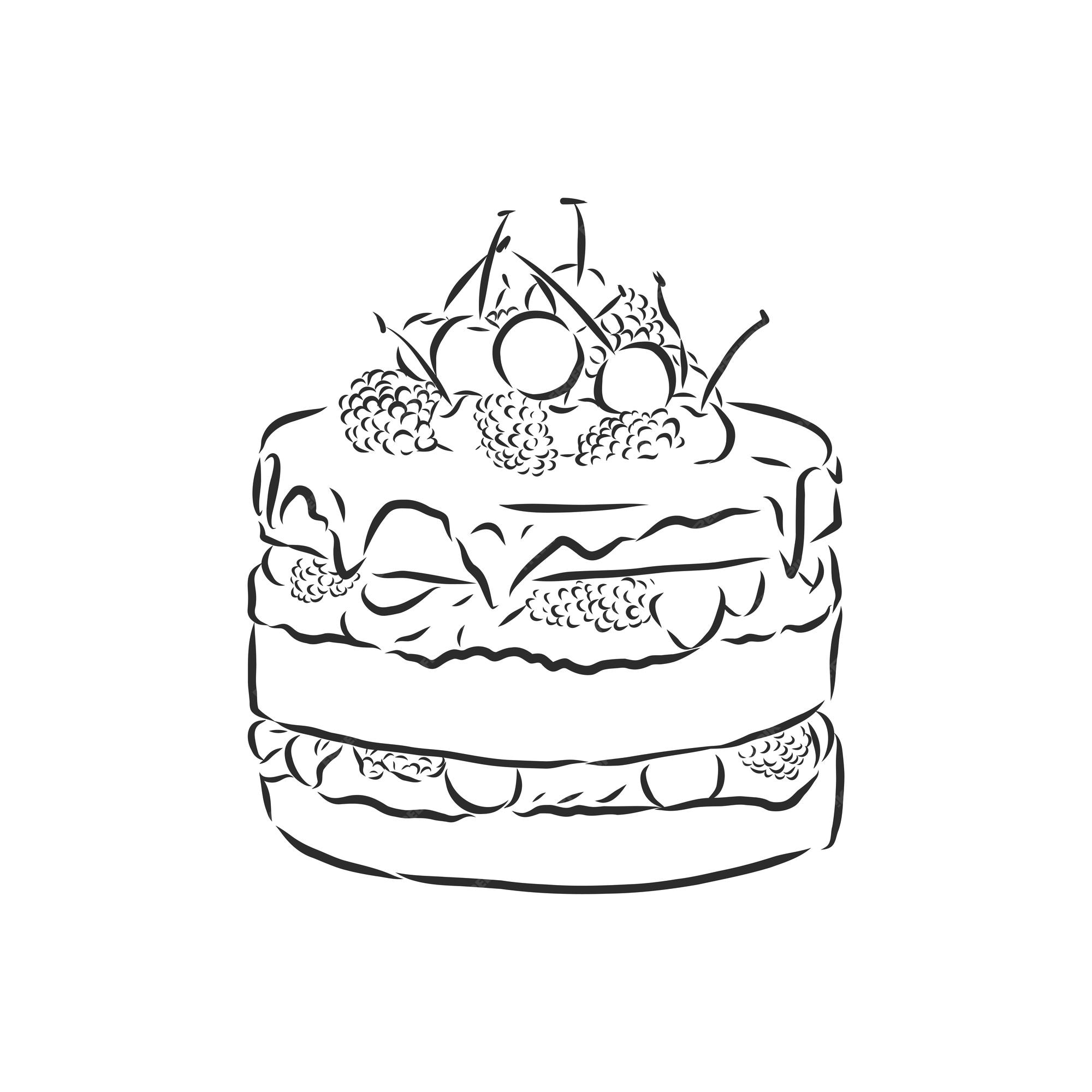 bolo de aniversário desenhado à mão vetor de desenho plano fatiado isolado  8693124 Vetor no Vecteezy