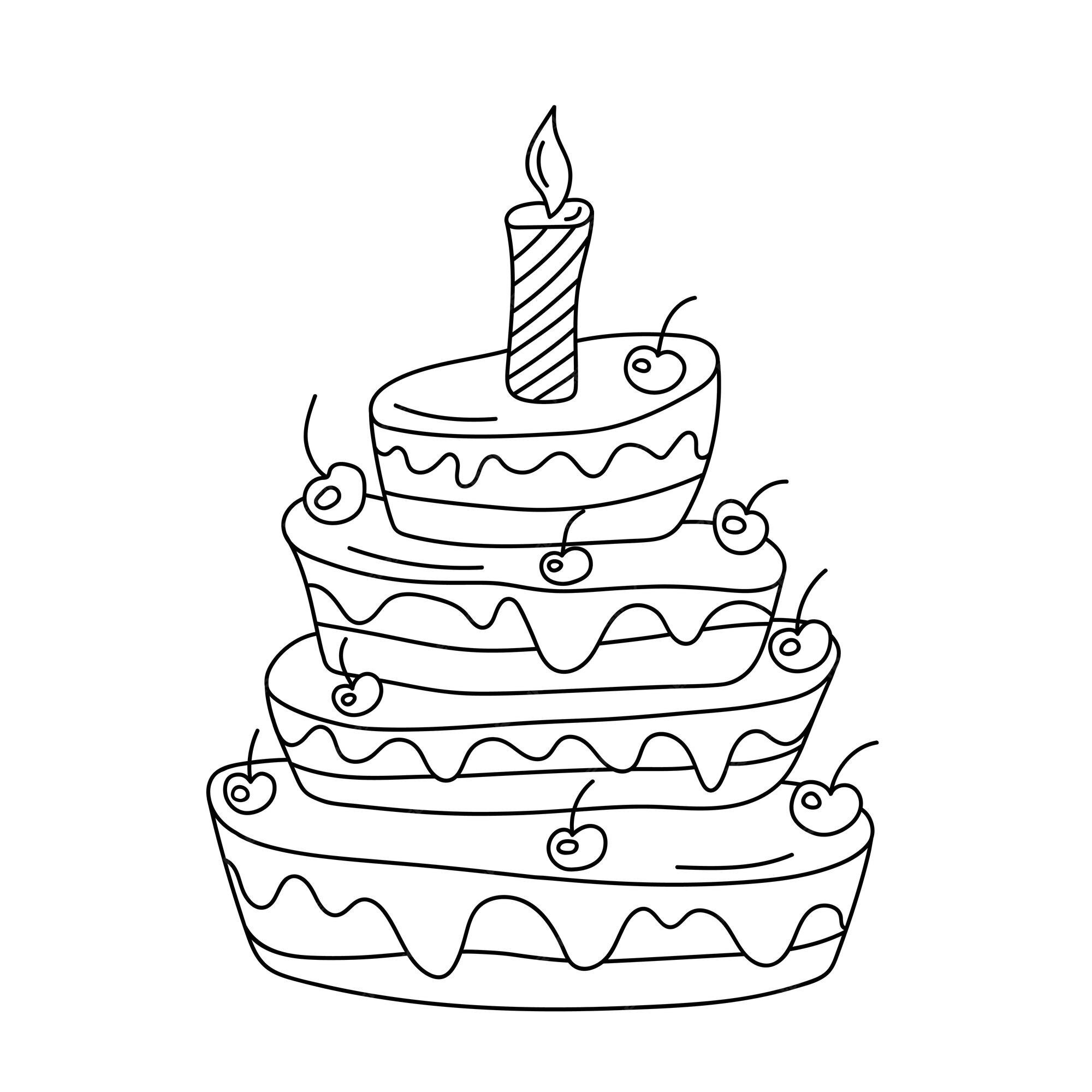 Vetores de Bolo De Aniversário Colorir A Vela Do Bolo De Livro No Estilo  Desenho Animado Em Fundo Branco Feliz Aniversário Fundo De Doodle Vetorial  Cartão De Saudação De Natal Livro De