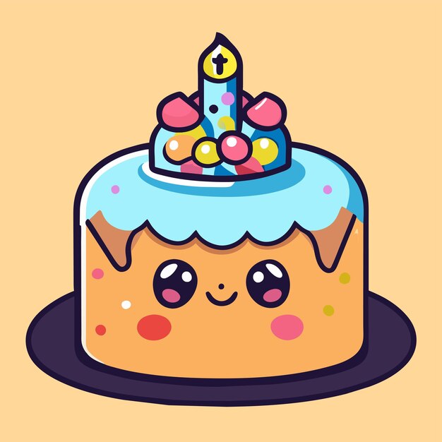 Vetor bolo de aniversário mão desenhada cartoon adesivo ícone conceito ilustração isolada