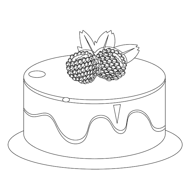 Bolo de aniversário para colorir ilustração para crianças e