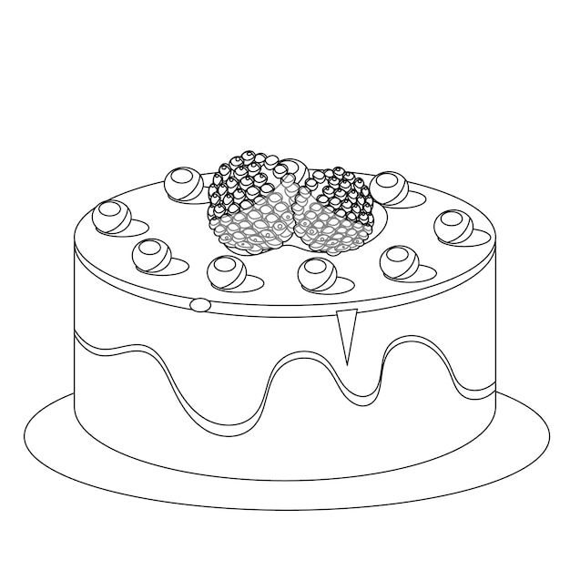 Bolo de aniversário para colorir ilustração para crianças e adultos