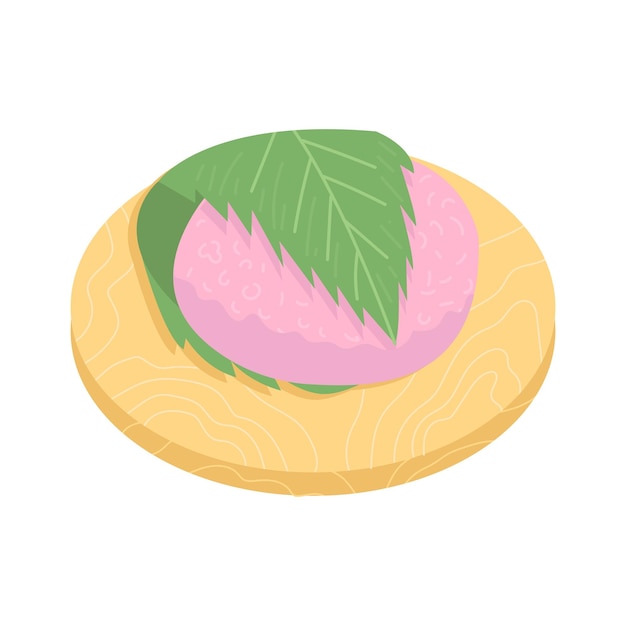 Vetor bolo de arroz rosa japonês sakura mochi em fundo isolado