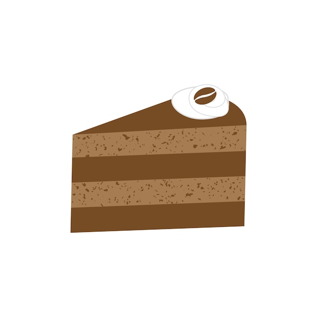 Vetor bolo de café isolado no fundo branco brownie plano saboroso ilustração vetorial de desenho animado torta de biscoito