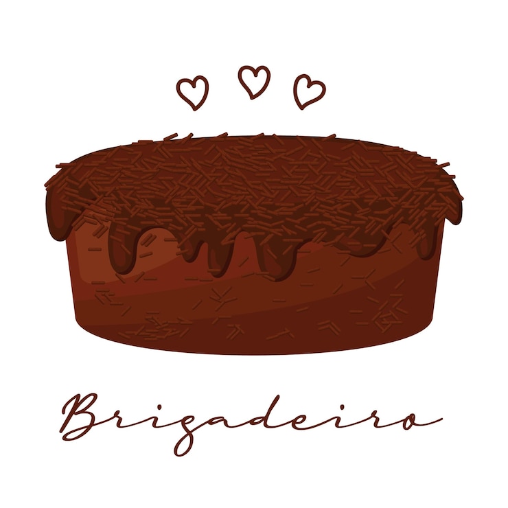 Vetor bolo de chocolate brigadeiro, comida nacional brasileira, sobremesa. ilustração, vetor