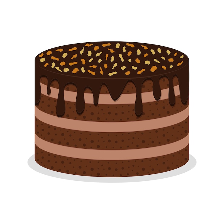 Vetor bolo de chocolate com ilustração de migalhas de nozes