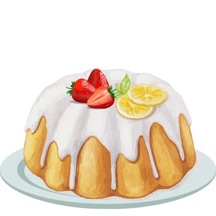 Vetor bolo de vetor em um prato com morangos