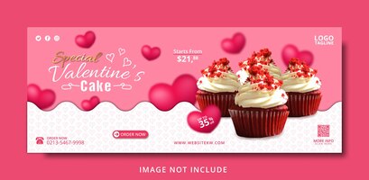 Vetor bolo especial de dia dos namorados modelo de banner de postagem de mídia social para promoção
