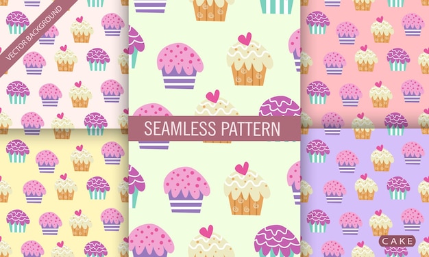 Bolo seamless pattern para uma deliciosa sobremesa