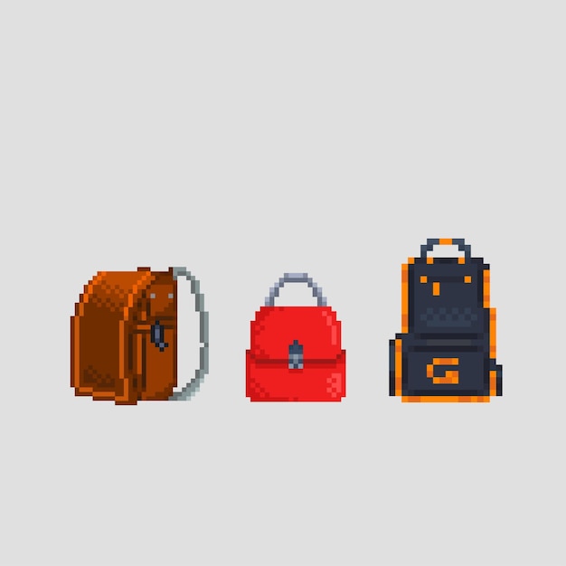 Bolsa com formato diferente no estilo pixel