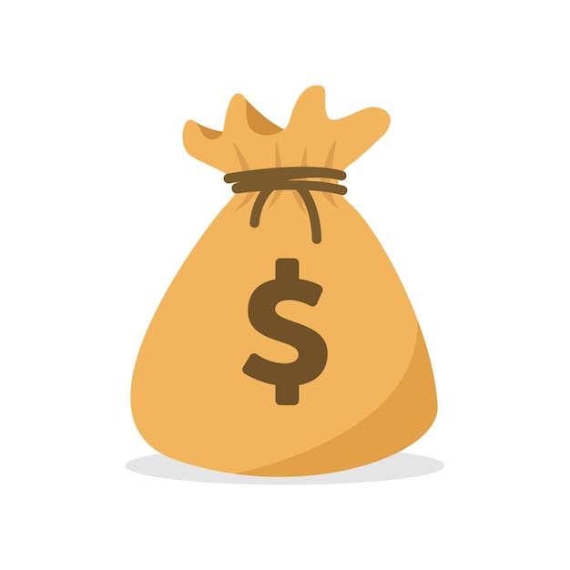 Bolsa de dinheiro em ilustração vetorial plana