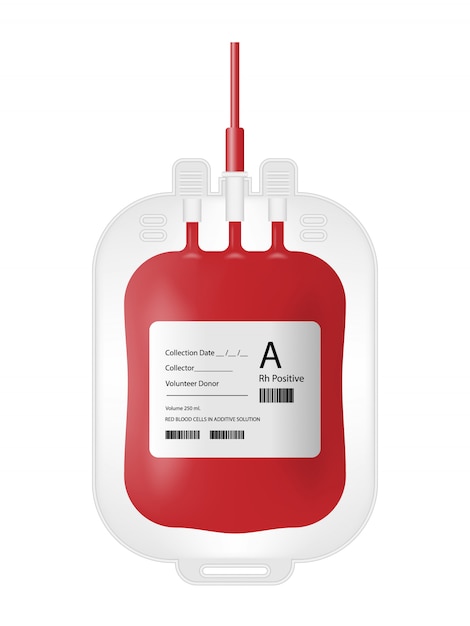 Bolsa de sangue isolada no branco