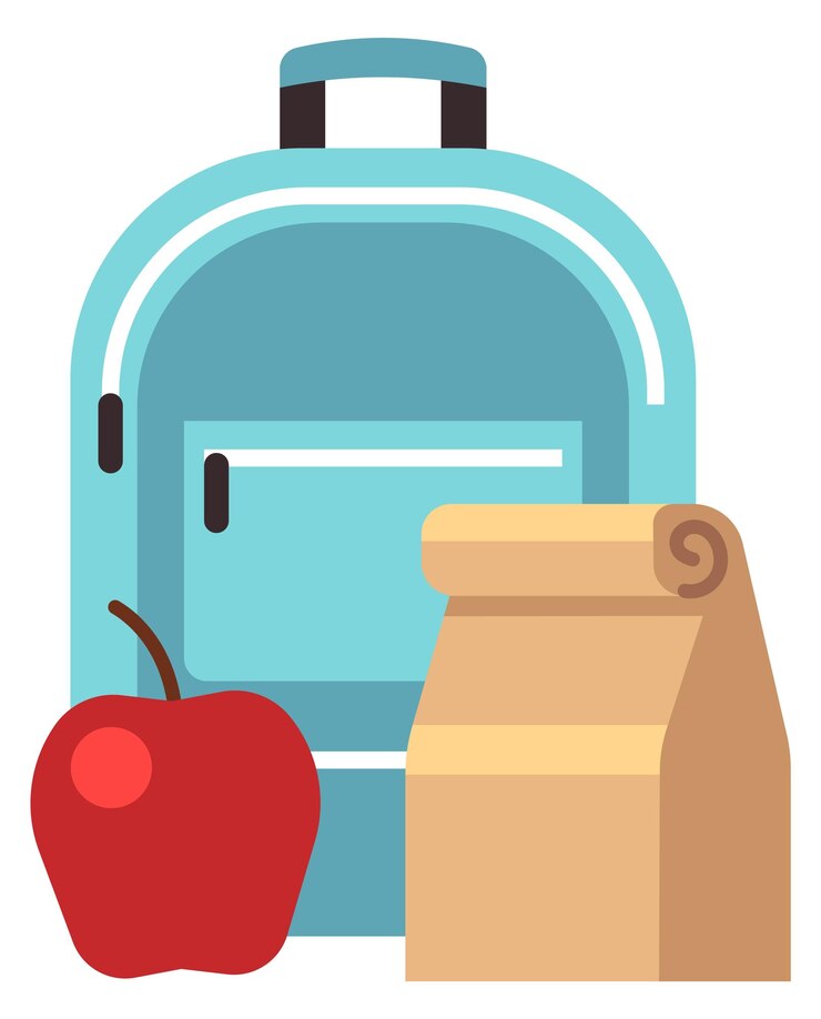 Vetor bolso de comida da escola almoço para levar para criança ícone de cor