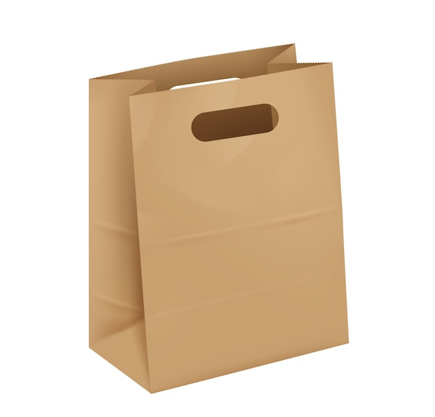 Bolso de papel de comida para levar com alças ilustração realista