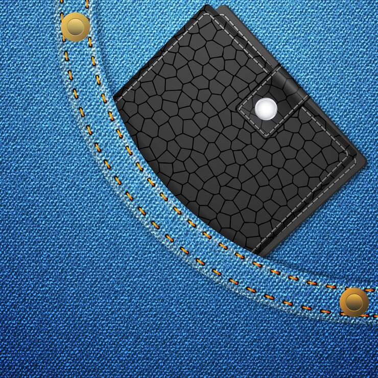 Vetor bolso e carteira jeans