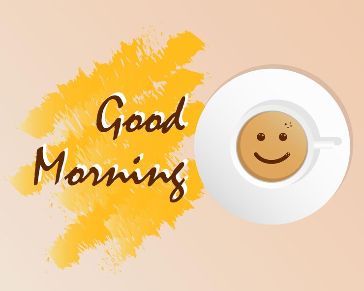 Vetor bom dia ilustração de saudação com uma xícara de café por desenho vetorial