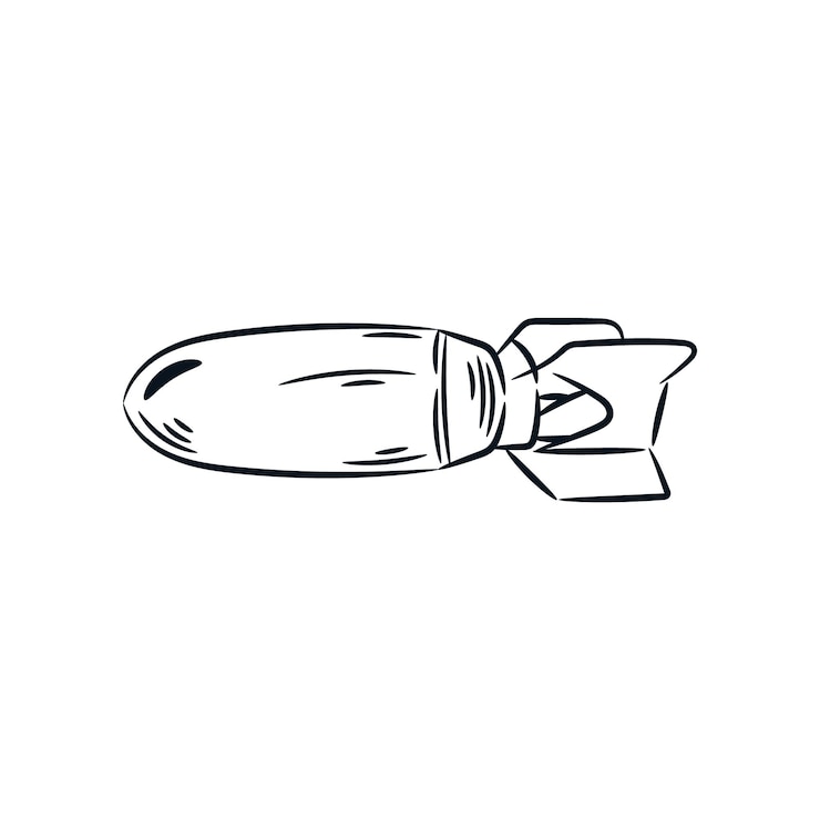 Vetor bomba atômica nuclear menino gordo czar bomba linha mão desenhada doodle ícone vetor ilustração