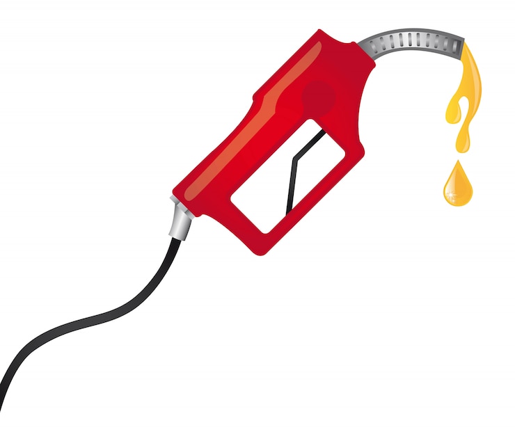 Vetor bomba de combustível vermelho com ilustração em vetor de pingos de chuva amarelos