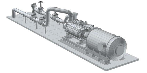Vetor bomba de equipamento industrial formato eps10 de estrutura de arame renderização vetorial de 3d
