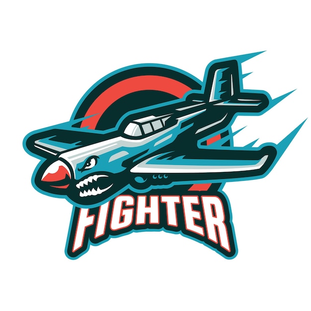 Modelo de logotipo de jogo de avião de guerra