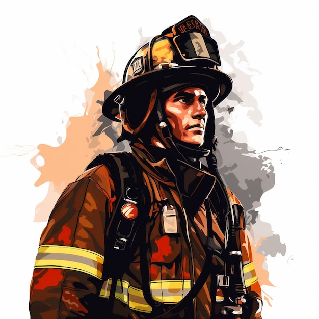 Vetor bombeiro vetor ilustração de segurança de emergência bombeiro capacete de incêndio proteção resgate dep