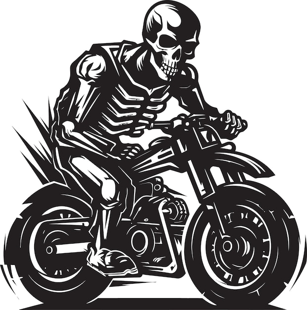 Vetor bone yard bikes skeletons e uma motocicleta modernaspooky speed squeletons personalizam uma moderna