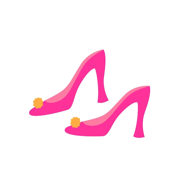 Bonecas cor-de-rosa sapatos de salto alto ícone cor-de-rosa fofo ilustração vetorial