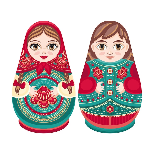 Vetor bonecas russas de aninhamento matryoshka babushka boneca família matryoshkas vetor boneca russa matrioshka