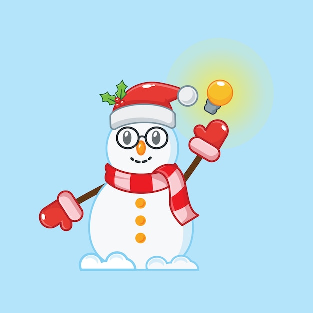 Boneco de neve bonito tem uma ideia. ilustração de natal