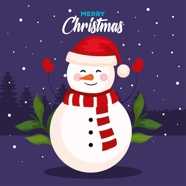 Boneco de neve de natal, banner de ano novo e design de celebração de feliz natal