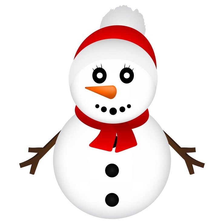 Vetor boneco de neve de natal em ilustração vetorial de fundo branco