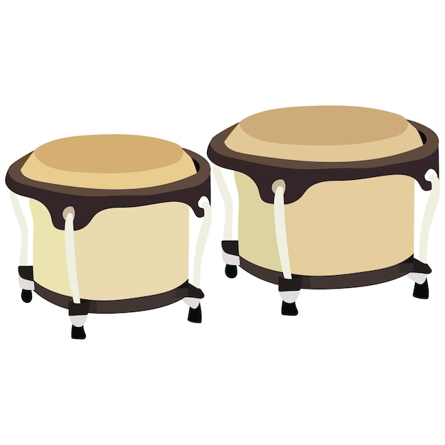Bongo tambores instrumentos musicais de percussão isolados no fundo branco